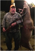 Posing beside a deer shot with a .358 Winchester Browning BLR