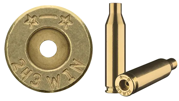 243 Winchester Starline brass case used to make ammunition.