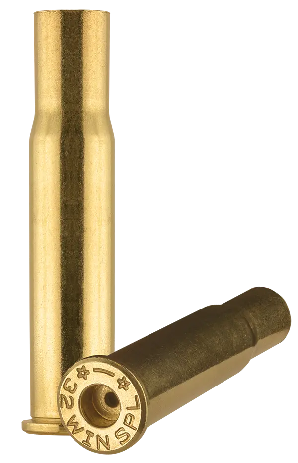 32 Winchester Special brass case used to make ammunition.