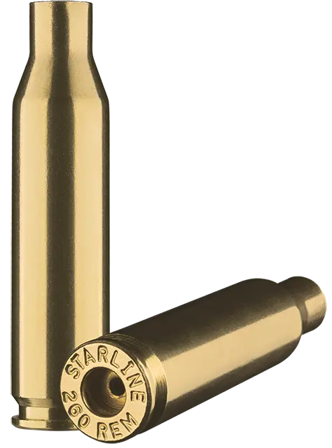 260 Remington Starline brass case used to make ammunition.