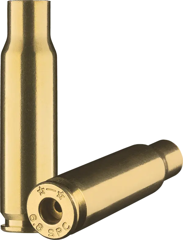 6.8 SPC brass case used to make ammunition.