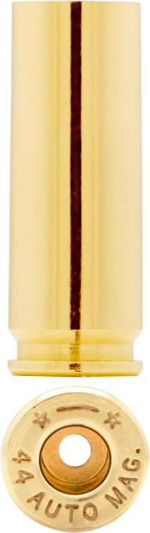 44 Auto Mag brass case used to make ammunition.