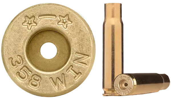 358 Winchester brass case used to make ammunition.