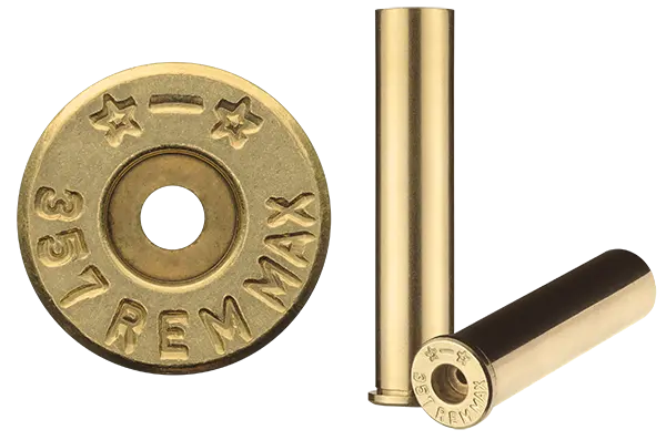 357 Remington Maximum brass case used to make ammunition.